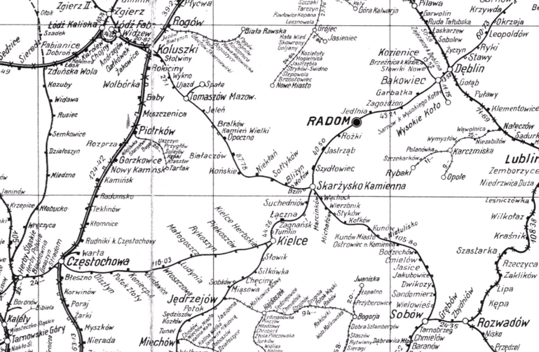 Mapa Sieci Kolejowej Rzeczypospolitej Polskiej z 1931 r.
